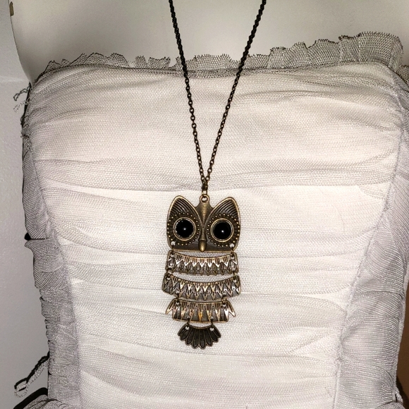 Jewelry - Large Metal/Bronze Owl Necklace